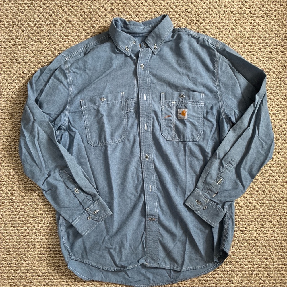 Carhartt Men's Light Blue Button-Down Work Shirt